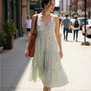 Wild Fable Light Green Floral Midi Dress